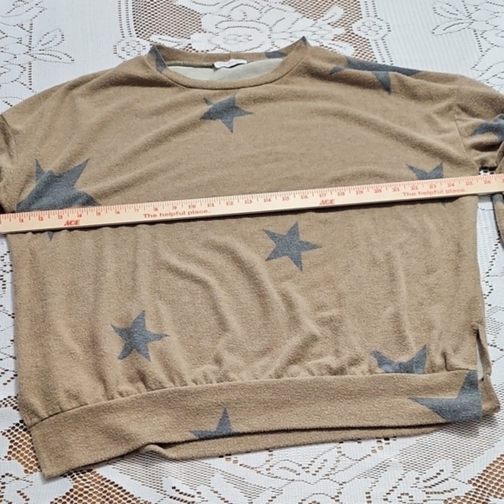 First Love Oversized Light Brown And Gray Knit Top